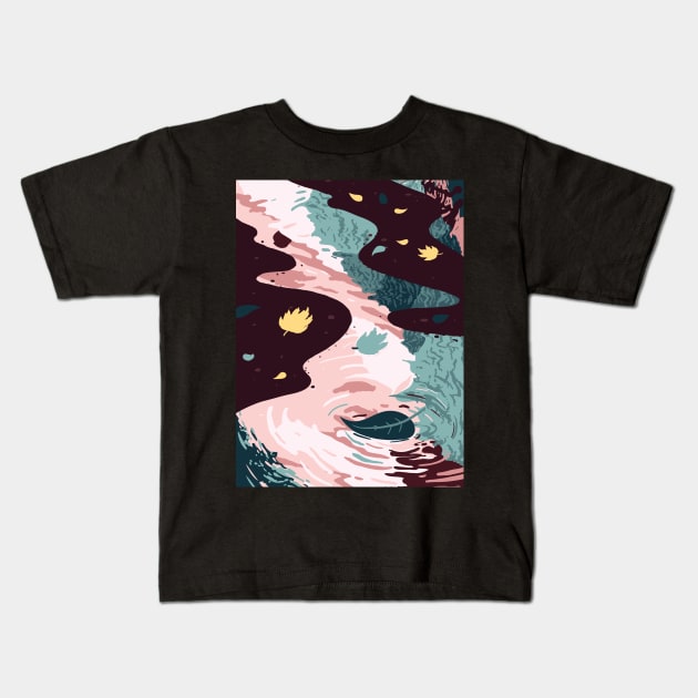 Leaf in Puddle Kids T-Shirt by Nathan Watkins Design